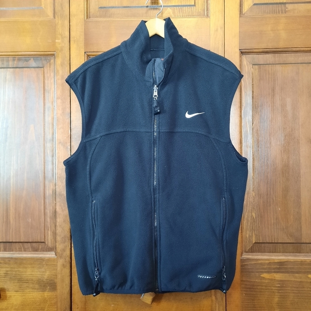 Vintage 90s Nike ACG Thermal Level 2 Black Fleece Full Zip Vest Size Medium